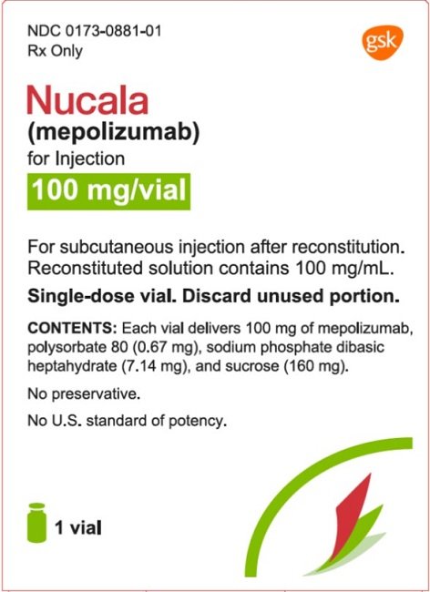 Nucala 100 mg per vial carton